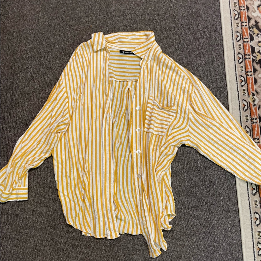 Yellow and White Blouse